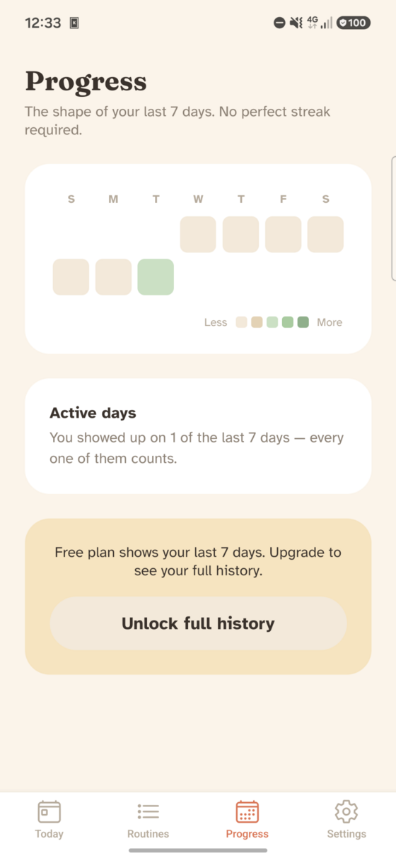 Progress heatmap screen
